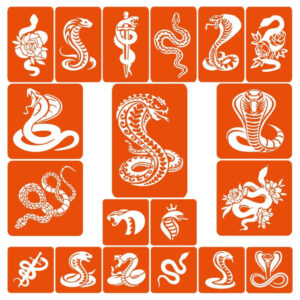 Набір трафаретів для біо-тату "Змії - великий мікс" snakes-big-mix 19 штук