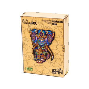 Фігурний дерев'яний пазл A3 "Індійський слон" PuzA3-03121, 132 деталі