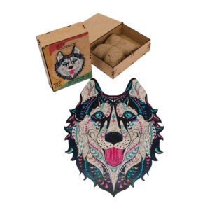 Фігурний дерев'яний пазл A3 "Сніжний хаскі" PuzA3-03112, 123 деталі