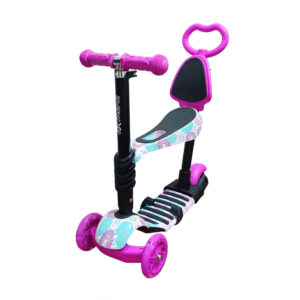 Дитячий самокат 4-х колісний 5 в 1 SC20482(Pink-1) колеса зі світлом