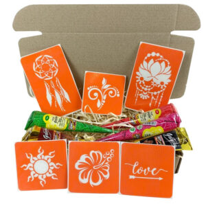 Набір кольорової хни з трафаретами для біо-тату №1 color-henna-set-01