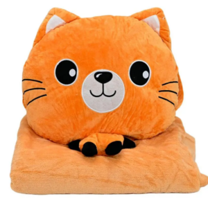 Дитяча м'яка іграшка "Кішечка" L1128(Peach) іграшка з пледом, розмір 40 см