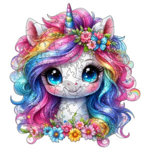 Фігурний пазл з дерева "Єдиноріг" PZ009-A3C-AC розмір А3, картонна коробка