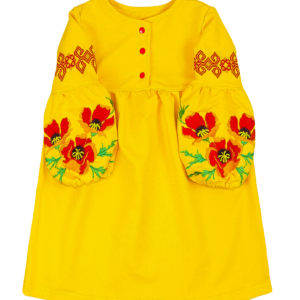 Сукня з вишивкою для дівчат "Маки", Жовтий, 140 (10 років)