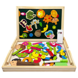 Дерев'яна іграшка "Магнітна дощечка 2 в 1" MD 0815B, двостороння, пенал, крейда