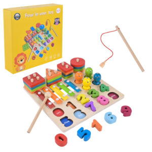 Дитяча дерев’яна іграшка "4 в 1" C9404 рибалка, ксилофон