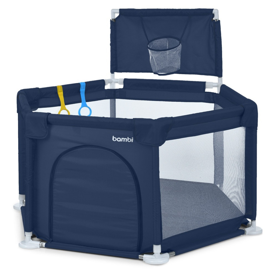 Дитяче ліжко-манеж MR 1340-BL, ширина з ніжками 132 см