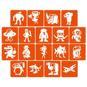 Набір трафаретів для біотату "Італійський брейнрот №1" Italian-brainrot_5x5_18_1