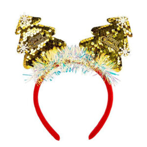 Дитячий новорічний обідок "Ялинка" 2503-SP(Gold) з паєтками