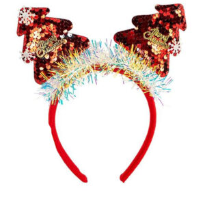 Дитячий новорічний обідок "Ялинка" 2503-SP(Red) з паєтками