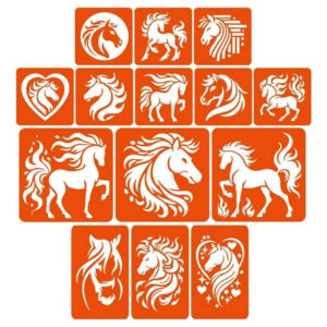 Набір трафаретів для біо-тату "Коні - великий мікс" horses-big-mix 10х10 см