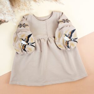 Дитяча сукня "Ластівка" довгий рукав, Какао, 134 (9 років)