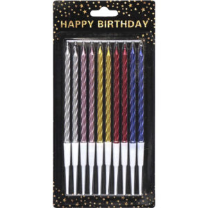 Набір свічок для торта "Спіраль" TL-1046, 10 штук, металік