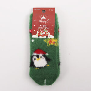 Шкарпетки новорічні дитячі норка, Зелений, 12-24