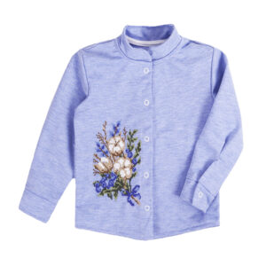 Сорочка для дівчат з вишивкою "Букет", Блакитний, 80 (1 рік)