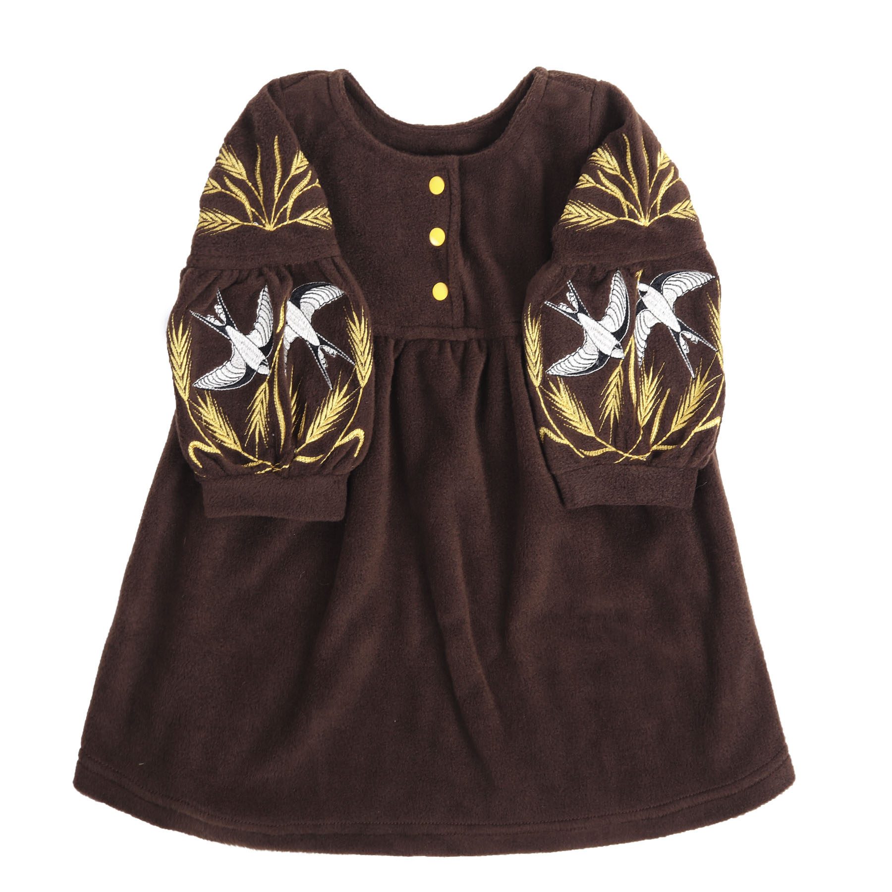 Флісова сукня з вишивкою "Лілея", Шоколад, 86 (1.5 роки)