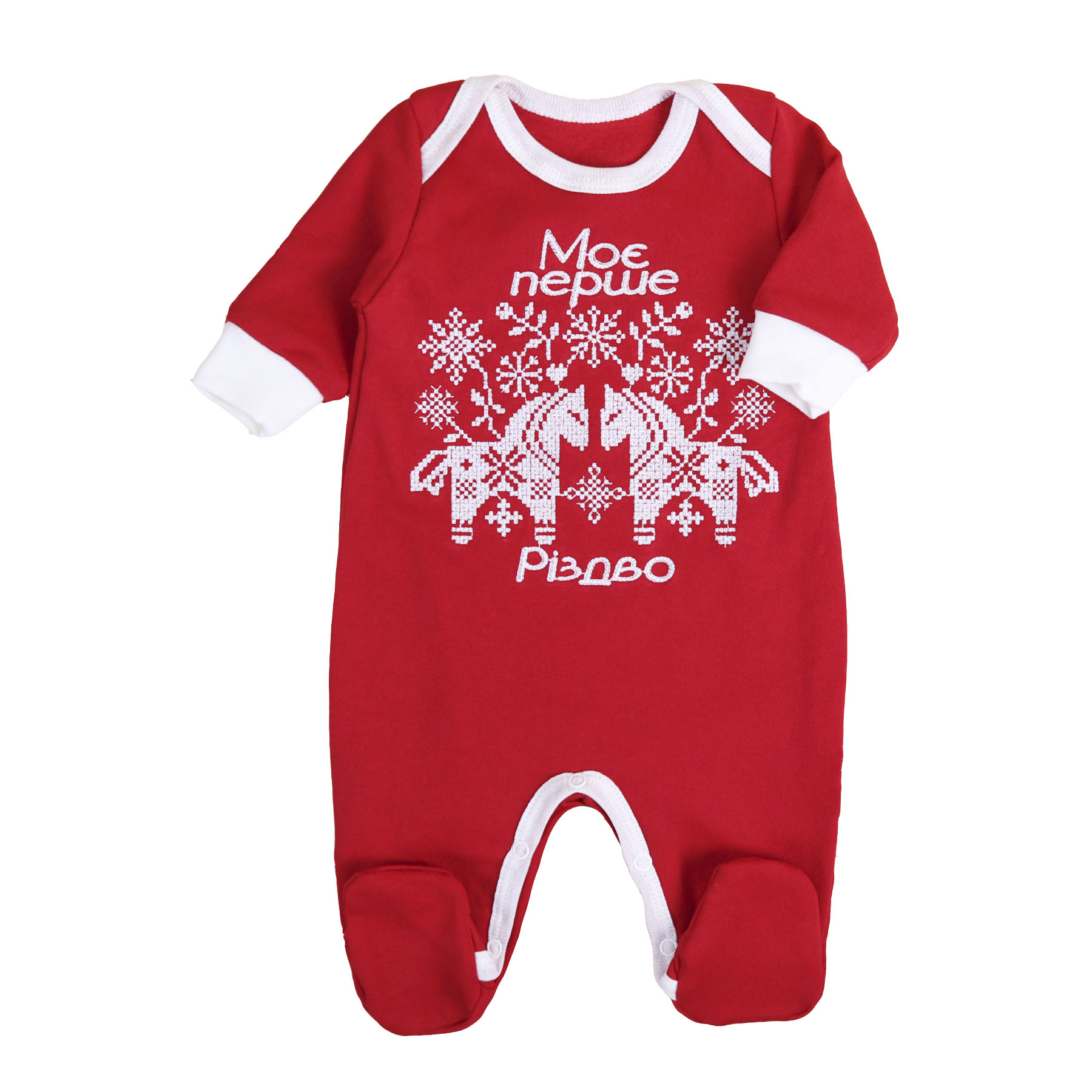 Ясельний новорічний комбінезон "Перше Різдво. Символ року", Червоний, 56 (від 0 міс)