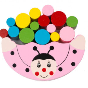 Дитяча іграшка балансир Божа корівка MD 1276 дерев'яна Божа корівка рожева