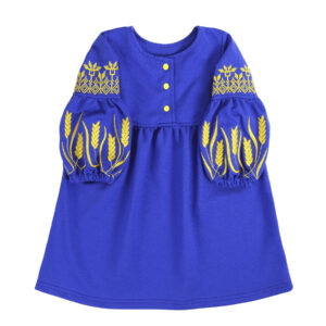 Сукня з вишивкою "Колоски", Електрик, 80 (1 рік)