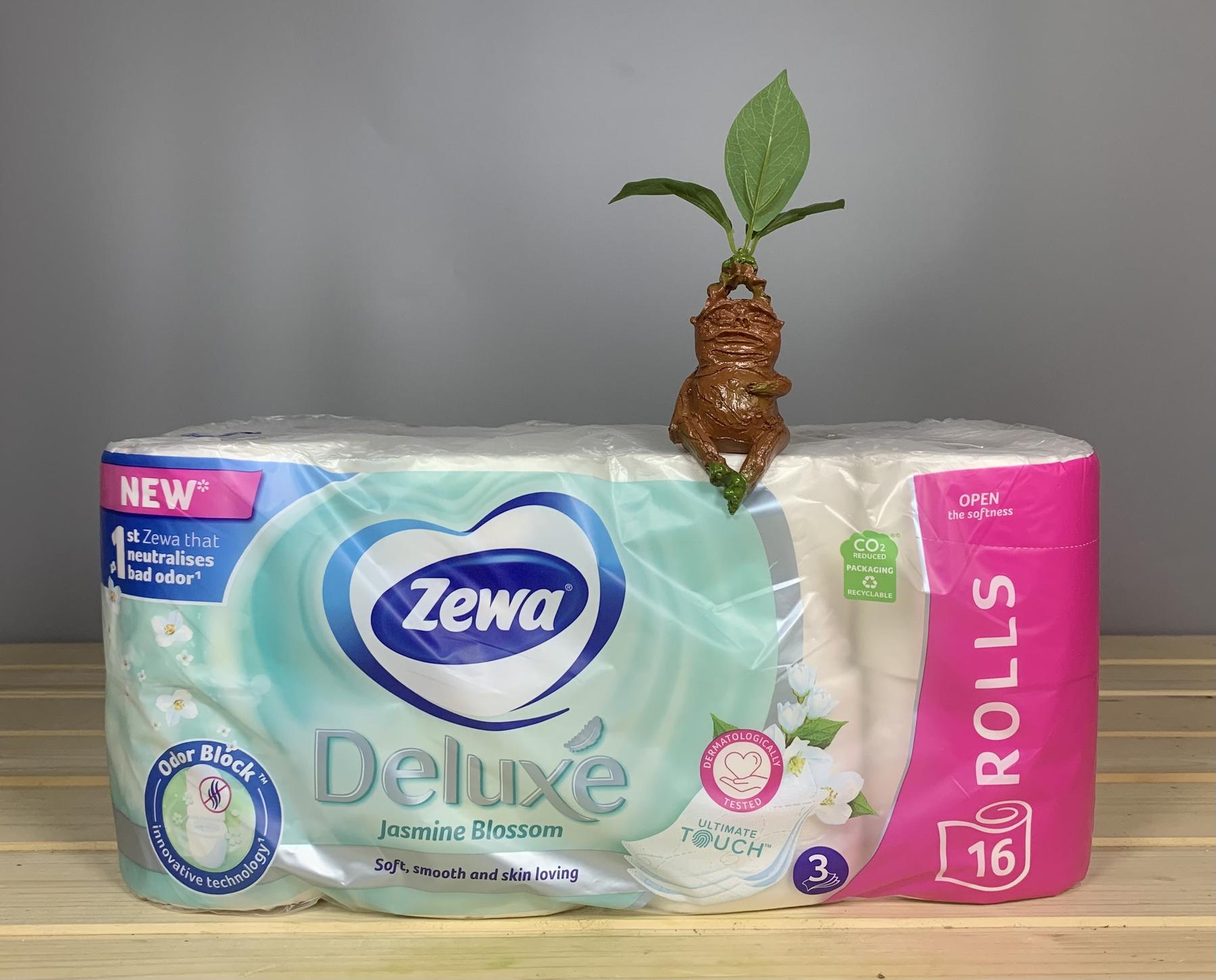 Туалетний папір Zewa Deluxe Жасмин тришаровий - 16 рулонів.