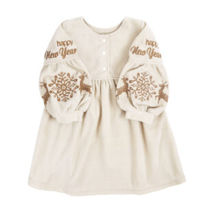 Тепла флісова сукня з вишивкою "Герда", Латте, 110 (5 років)