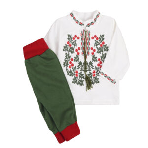 Комплект для хлопчиків "Різдво" з начосом, Зелений, 68 (6 міс)