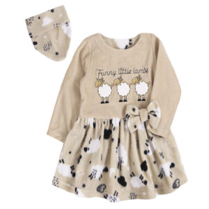Флісова сукня з вишивкою + баф "Челсі", Бежевий, 80 (1 рік)
