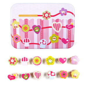 Дерев'яна іграшка Шнурівка Bambi MD 2334 в металевому пеналі Серця