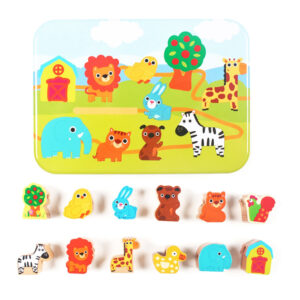 Дерев'яна іграшка Шнурівка Bambi MD 2334 в металевому пеналі Дикі тварини