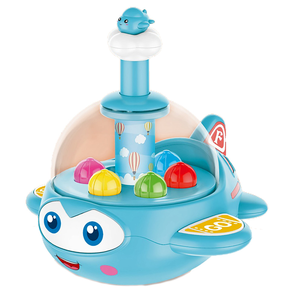 Дитяча дзиґа "Літак" Limo Toy BM1201, 16 см Бірюзовий