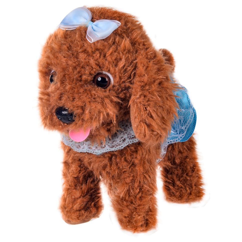 М'який інтерактивний песик Bambi CL1738A/B на повідку Коричневий