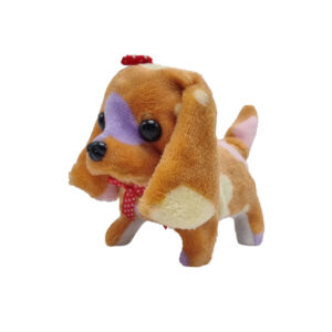 Собачка короткошерста кольорова довговуха з бантиком ходить і гавкає 15 см PRR74 Коричневий