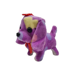 Собачка короткошерста кольорова довговуха з бантиком ходить і гавкає 15 см PRR74 Фіолетовий