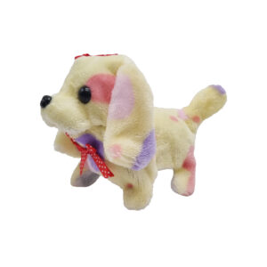 Собачка короткошерста кольорова довговуха з бантиком ходить і гавкає 15 см PRR74 Жовтий