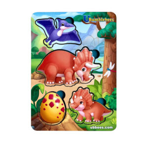 Дерев'яний пазл-вкладиш "Динозаври" Ubumblebees (ПСФ124) PSF124 фон із підказкою