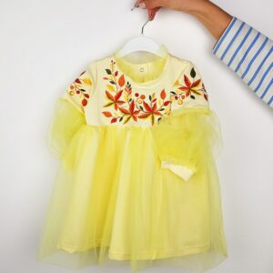 Дитяча сукня з фатиновим рукавом "Есенія", Лимонний, 80 (1 рік)