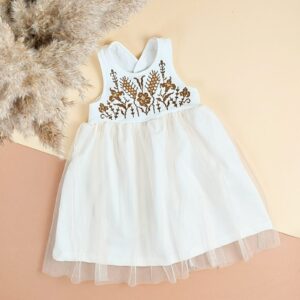 Сарафан з фатином та вишивкою "Купава", Пломбір, 86 (1.5 роки)