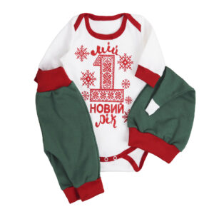 Комплект ясельний "Мій перший Новий Рік. Орнамент", Темно-зелений, 62 (3 міс)