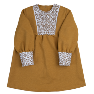 Сукня для дівчат з вишивкою "Роксана", Гірчичний, 92 (2 роки)