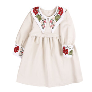 Дитяча сукня з вишитим комірцем "Наталка", Крем-брюле, 92 (2 роки)