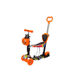 Дитячий самокат з батьківською ручкою Bambi SC20482 колеса PU зі світлом Помаранчевий