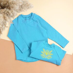 Базовий дитячий лонгслів "Тризуб", Блакитний, 128 (9 років)