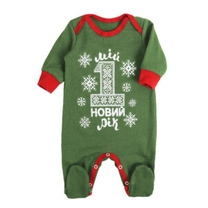 Новорічний ясельний комбінезон "Мій Перший Новий Рік. Орнамент", Зелений, 56 (від 0 міс)