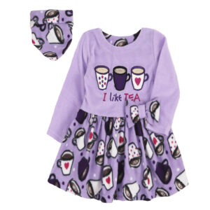 Флісова сукня з вишивкою + баф "Челсі", Лавандовий, 80 (1 рік)