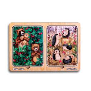 Дерев'яний пазл-вкладиш "Їжачки та ведмеді" Ubumblebees (ПСД186) PSD186 в рамці