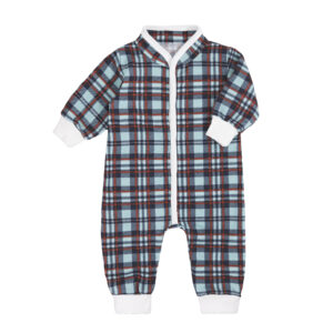 Ромпер ясельний "Клітинка" 2.0 футер, Лазуровий, 62 (3 міс)