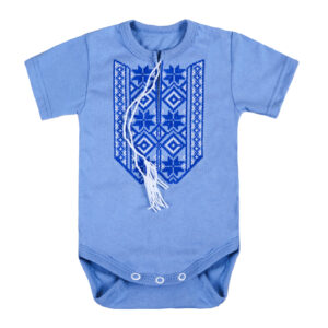 Ясельний боді з вишивкою "Орнамент", Індіго, 62 (3 міс)