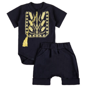 Ясельний комплект "Колоски" боді + шорти, Чорний, 62 (3 міс)