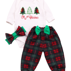 Комплект для дівчинки "Перше Різдво", Зелений, 80 (1 рік)