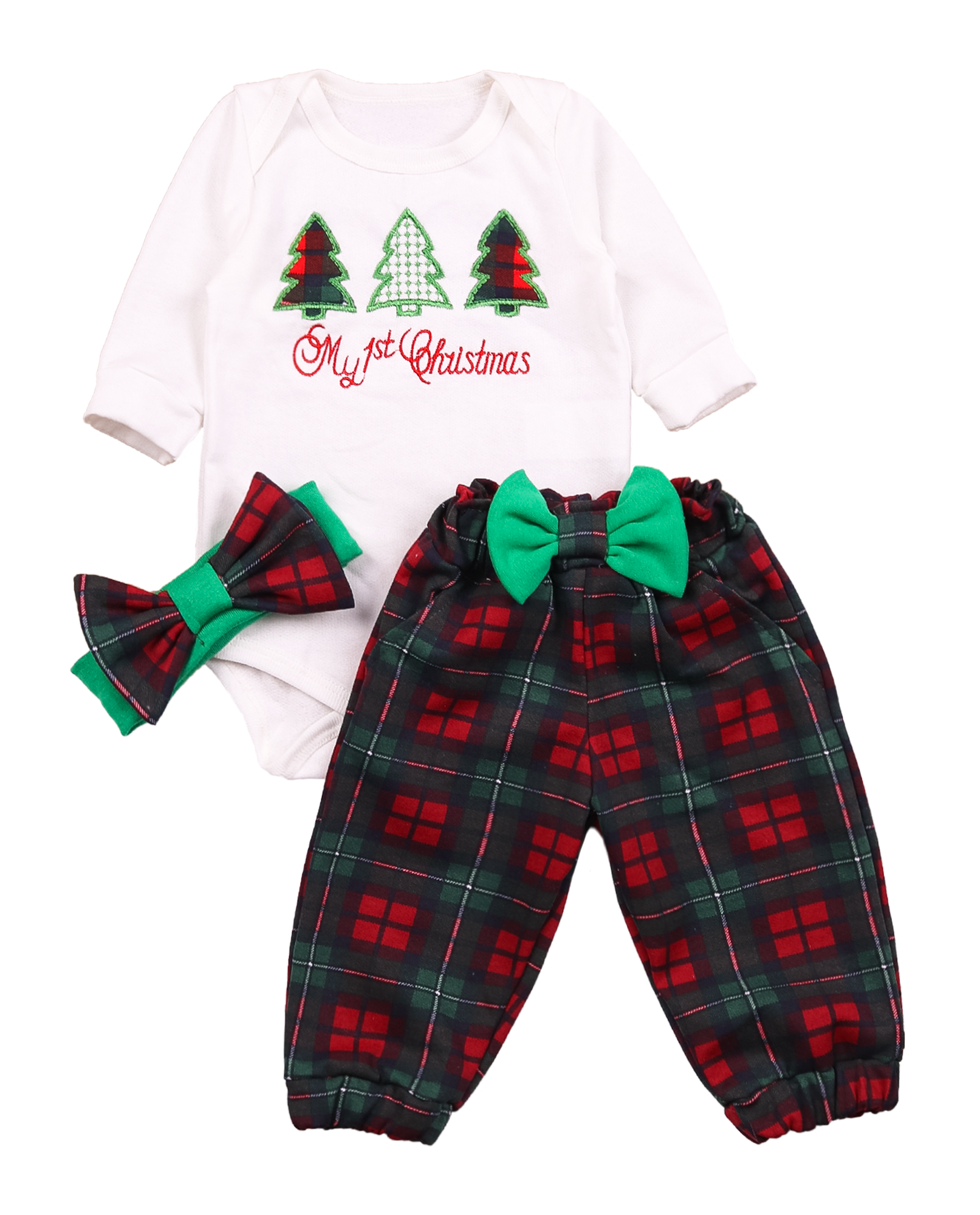 Комплект для дівчинки "Перше Різдво", Зелений, 80 (1 рік)